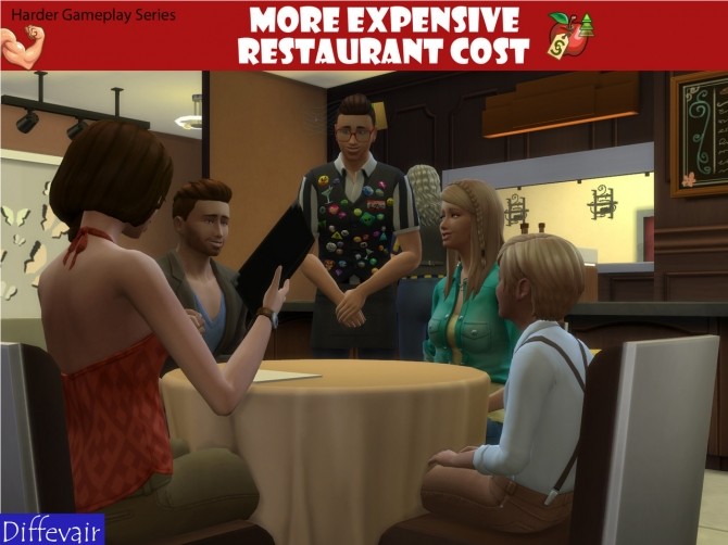 Sims 4 More Expensive restaurant cost at Diffevair – Sims 4 Mods