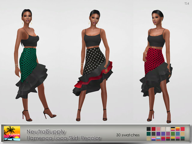 Sims 4 Neutral Supply Flamenco Loco Skirt Recolor at Elfdor Sims