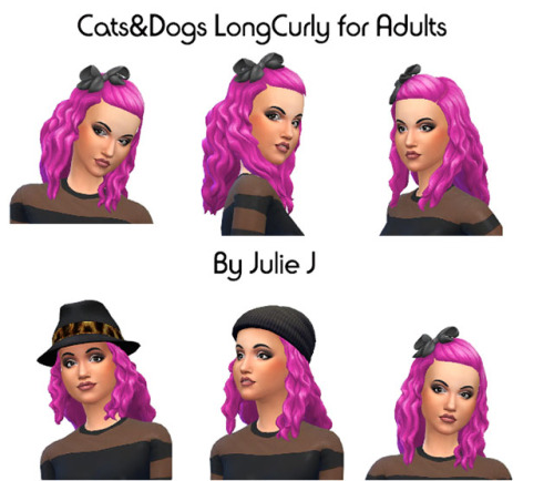 Sims 4 Cats&Dogs Long Curly Hair at Julietoon – Julie J