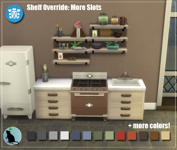 Sims 4 Jungle Adventure Shelves More slots (Override) by Standardheld at SimsWorkshop