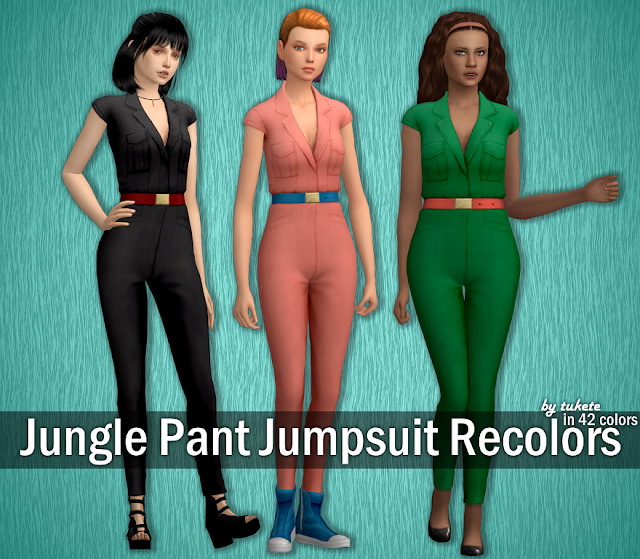 Sims 4 Jungle Pant Jumpsuit Recolors at Tukete