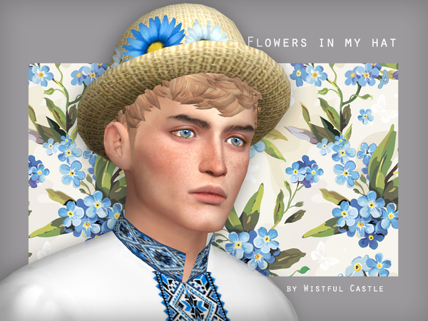 Sims 4 Flowers in my hat by WistfulCastle at TSR