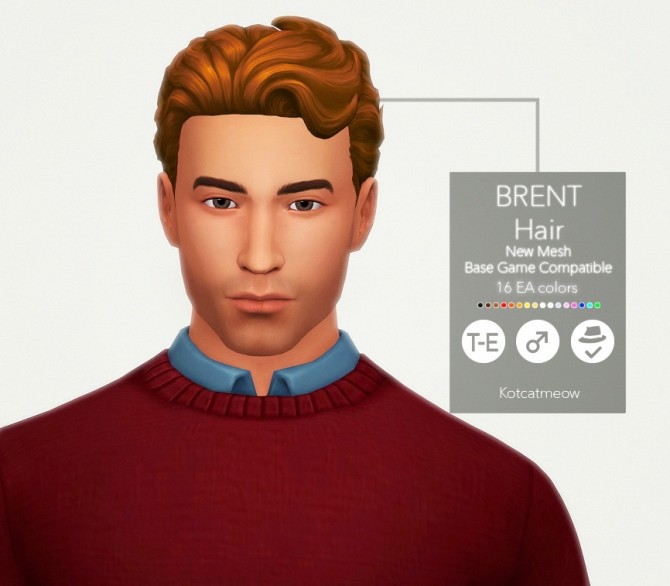 Sims 4 Brent hair at KotCatMeow