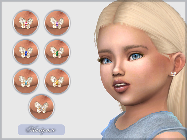 Sims 4 Mariposa Earrings For Toddlers by feyona at TSR