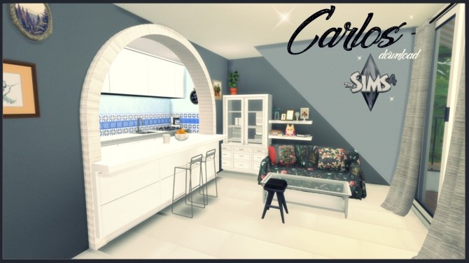 Sims 4 Carlos spanish inspired kitchen and living room at Pandasht Productions