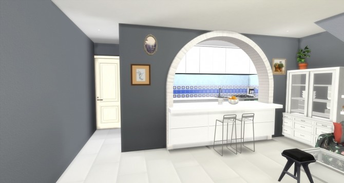 Sims 4 Carlos spanish inspired kitchen and living room at Pandasht Productions
