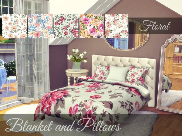 Sims 4 Floral Bedding Severinkas Alwine Recolor by Sooky at TSR