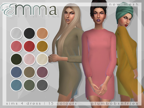 Sims 4 Emma over sized short dress by Plumbobs n Fries at TSR