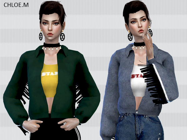 Sims 4 Jacket with Tassels by ChloeMMM at TSR