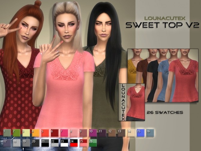Sims 4 Sweet Top V2 at Lounacutex
