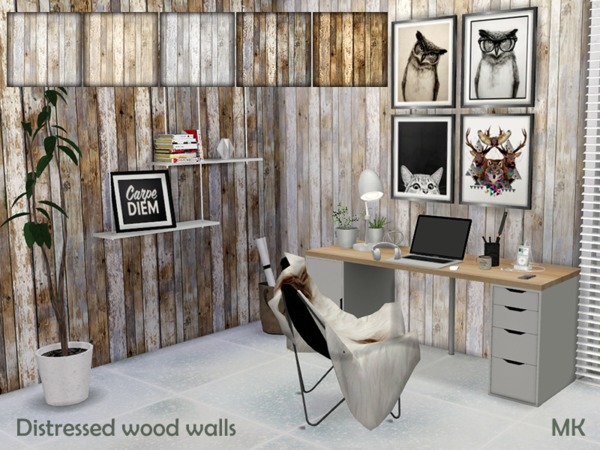 Sims 4 Distressed Wood Walls by martinakerr at TSR