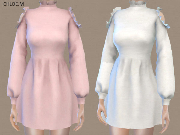 Sims 4 Dress with falbala by ChloeMMM at TSR