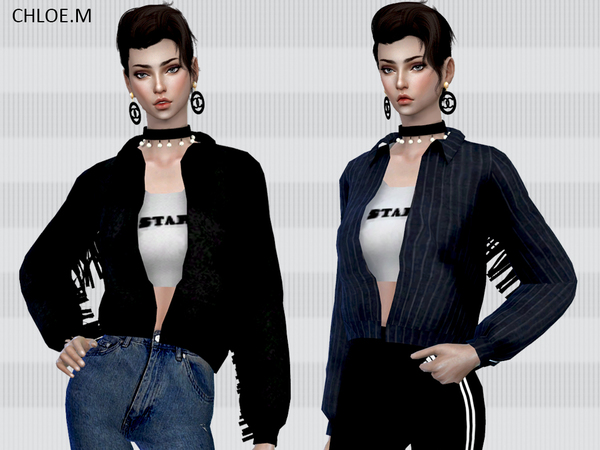 Sims 4 Jacket with Tassels by ChloeMMM at TSR