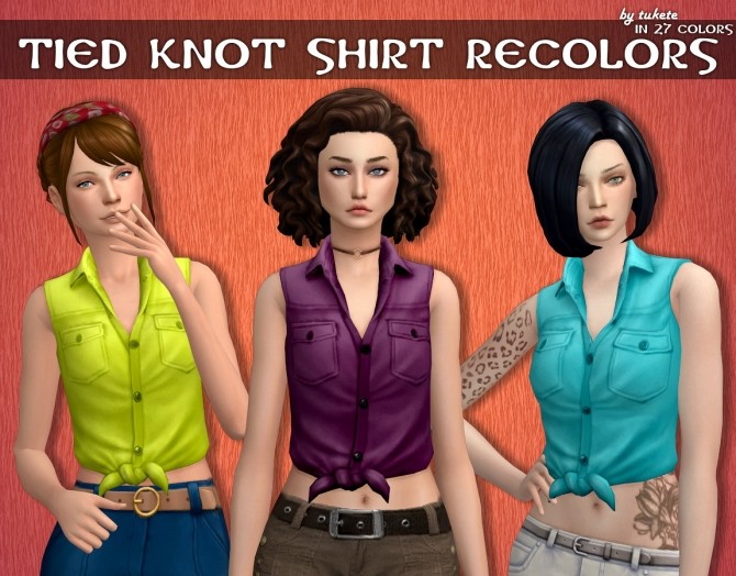 Sims 4 GP06 Tied Knot Shirt Recolors at Tukete