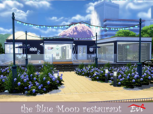 Sims 4 The Blue Moon restaurant by evi at TSR