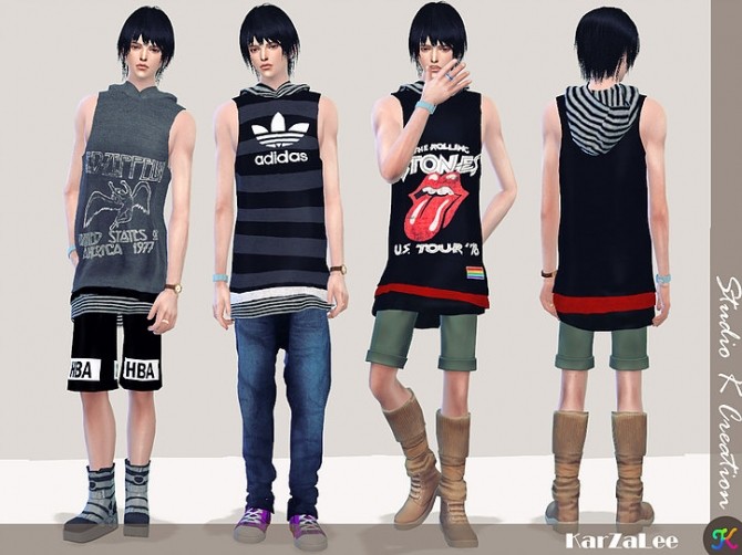 Sims 4 Hoodie tank top for male at Studio K Creation