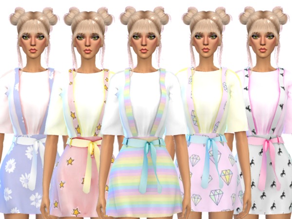 Sims 4 Kawaii Suspender Outfit by Wicked Kittie at TSR