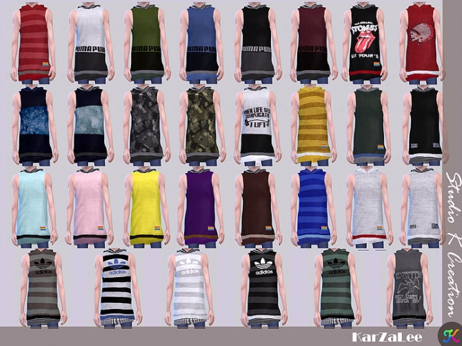 Hoodie tank top for male at Studio K-Creation » Sims 4 Updates