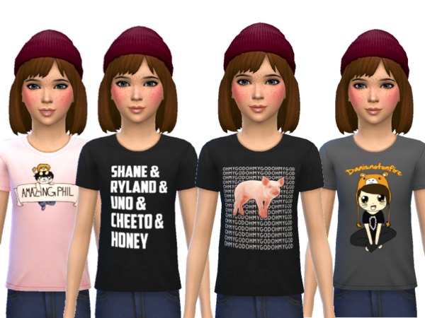 Sims 4 Snazzy Tee Shirts For Kids by Wicked Kittie at TSR