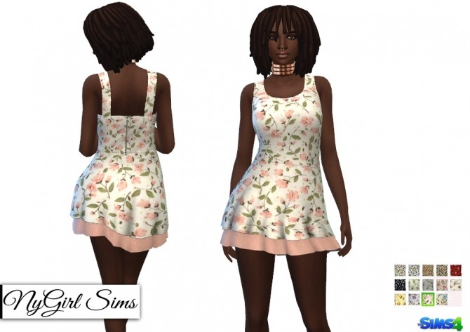 Sims 4 Layered Floral Flare Dress at NyGirl Sims
