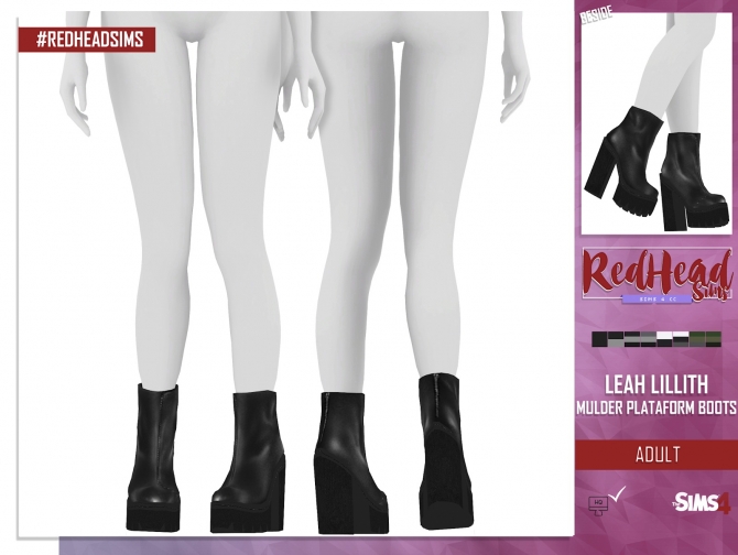 LEAH LILLITH MULDER PLATAFORM BOOTS at REDHEADSIMS » Sims 4 Updates