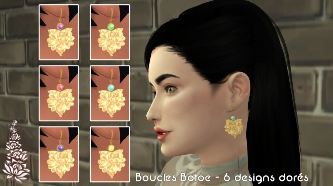 Sims 4 Botoe earrings by Delise at Sims Artists