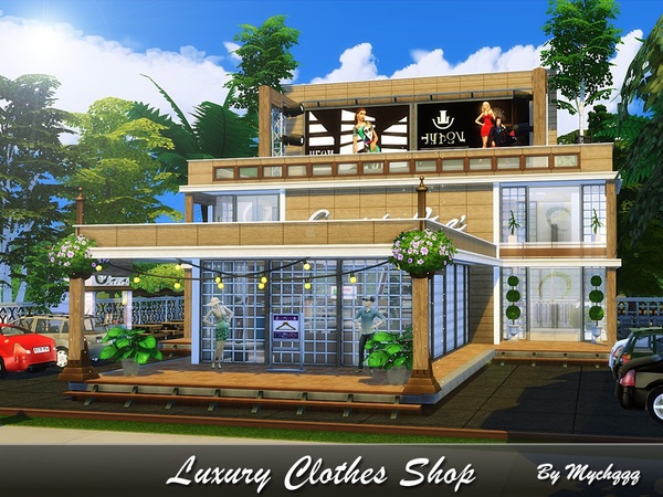 Sims 4 Luxury Clothes Shop by MychQQQ at TSR