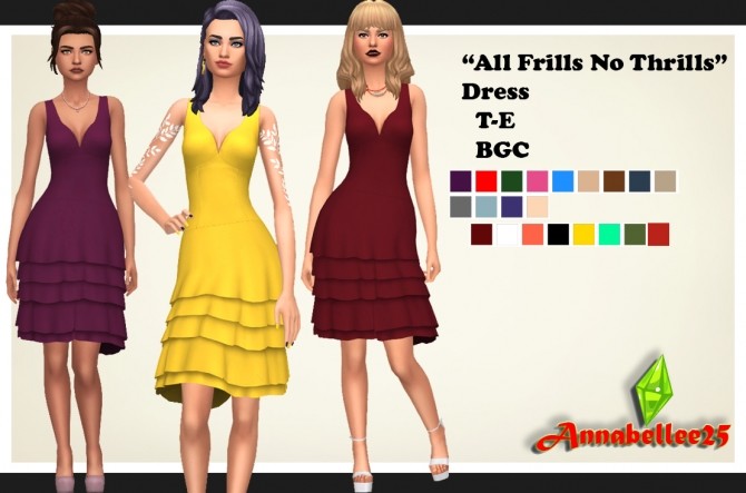 Sims 4 All Frills No Thrills Dress by Annabellee25 at SimsWorkshop