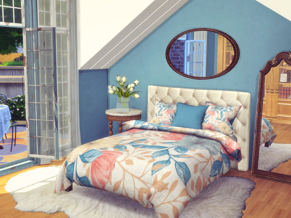 Sims 4 Floral Bedding Severinkas Alwine Recolor by Sooky at TSR