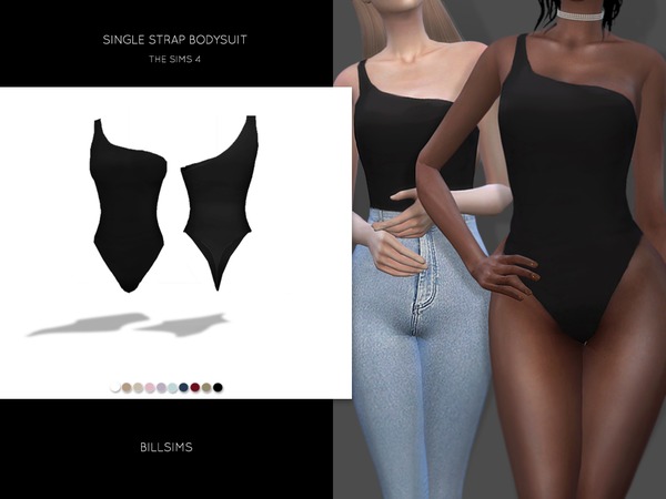 Sims 4 Single Strap Bodysuit by Bill Sims at TSR