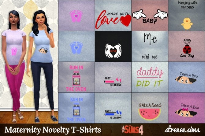 Sims 4 Maternity Novelty T Shirts at Strenee Sims