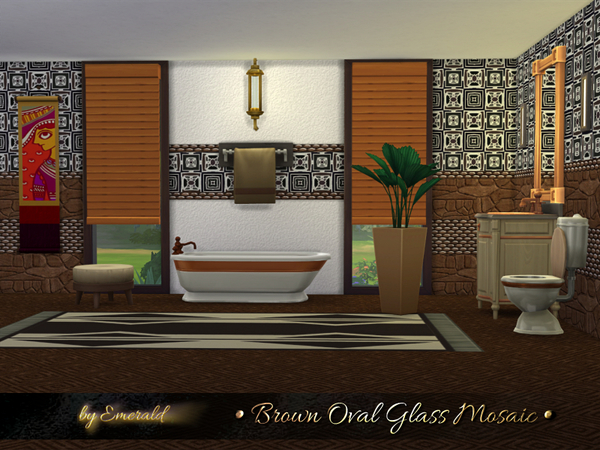 Sims 4 Brown Oval Glass Mosaic by emerald at TSR