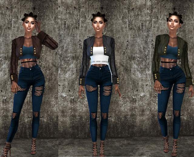 Sims 4 Ella Jeans and Leather Jacket ACC at Teenageeaglerunner