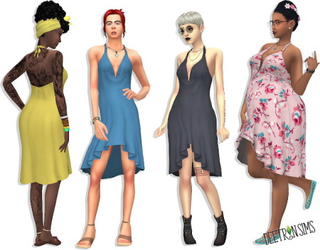 Hi Lo Halter Dress at Deetron Sims » Sims 4 Updates