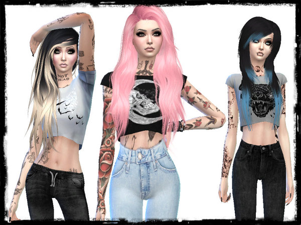 Sims 4 Alternative crop tops by MaruChanBe at TSR