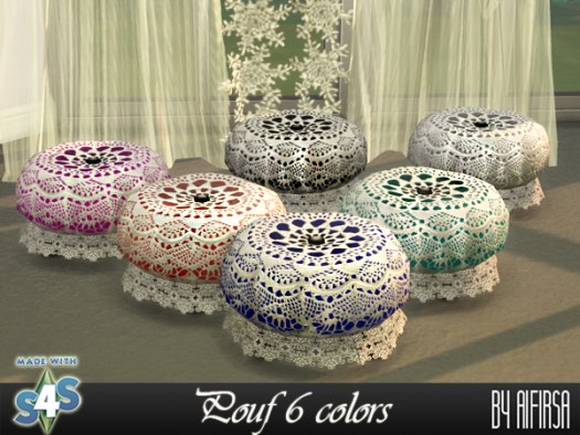 Sims 4 Lace pouf 6 colors at Aifirsa