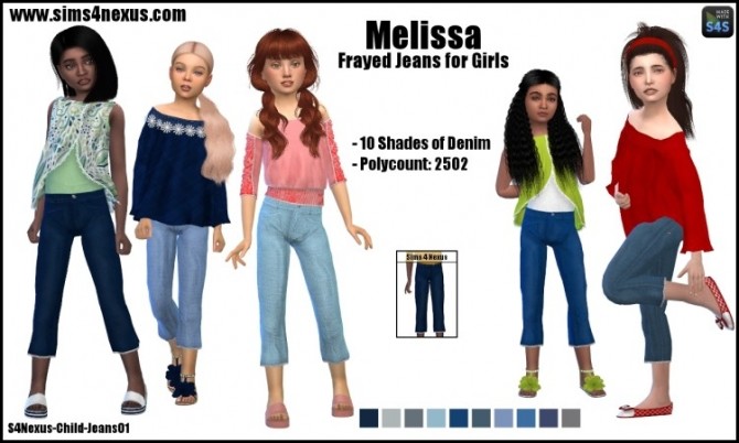 Sims 4 Melissa frayed jeans for girls by SamanthaGump at Sims 4 Nexus
