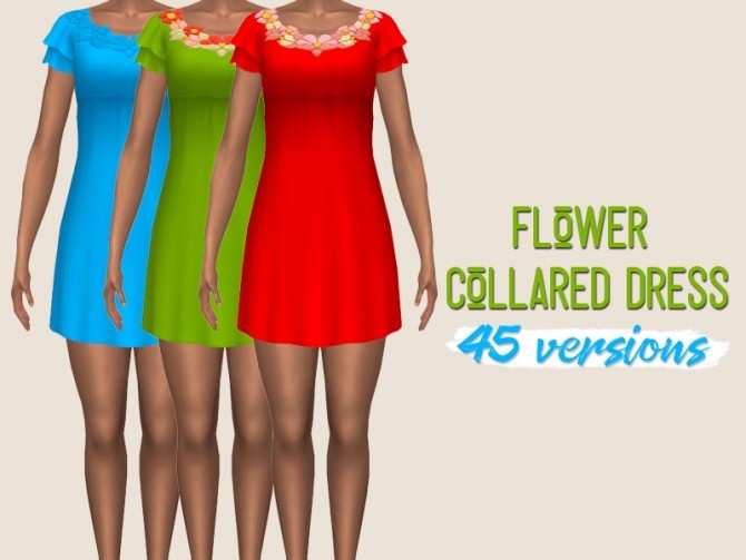 Sims 4 Flower collared dress at Midnightskysims