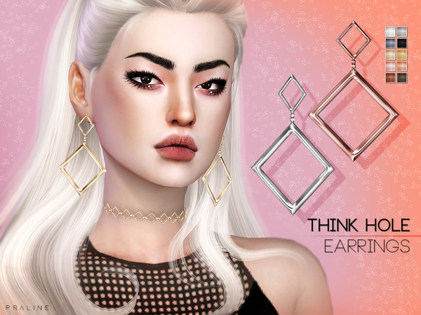 Sims 4 Think Hole Earrings by Pralinesims at TSR