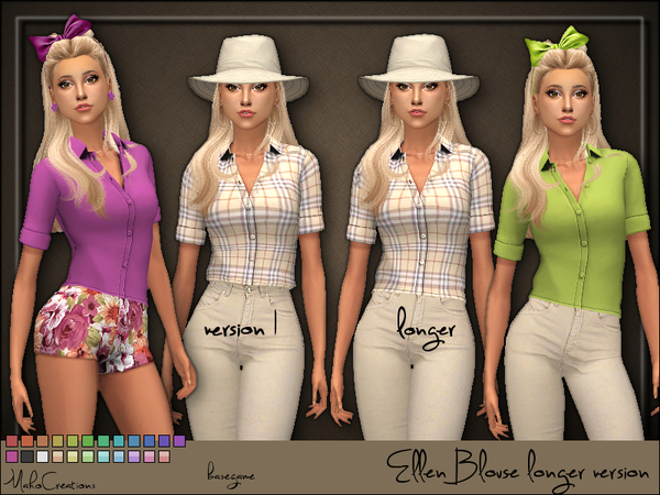 Sims 4 Ellen Blouse longer version by MahoCreations at TSR
