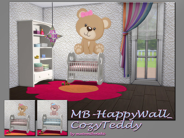 Sims 4 MB Happy Wall Cozy Teddy by matomibotaki at TSR