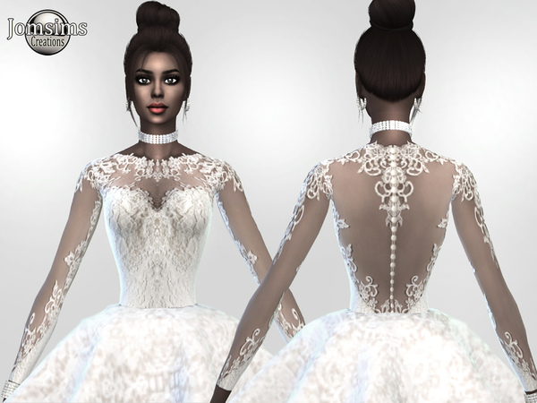 Sims 4 Atanis wedding dress 2 Princess by jomsims at TSR