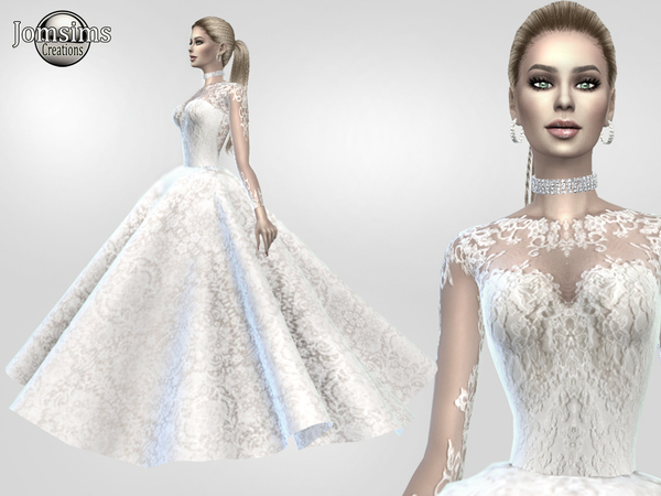 Sims 4 Atanis wedding dress 2 Princess by jomsims at TSR