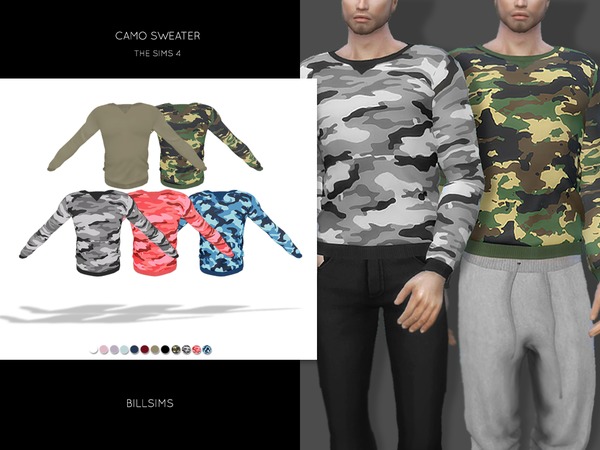 Sims 4 Camo Sweater by Bill Sims at TSR