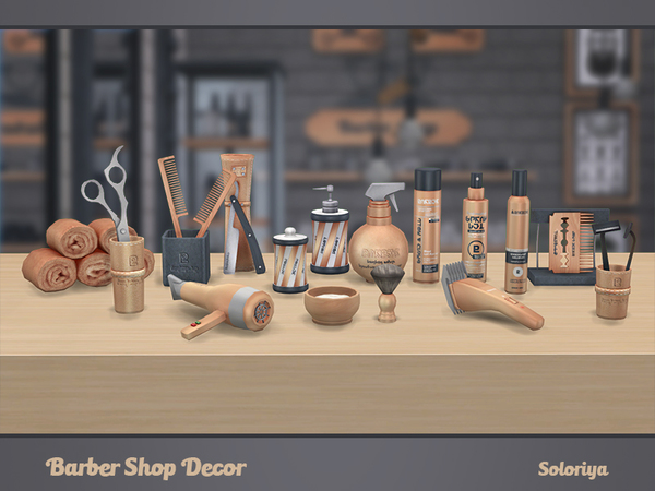 Sims 4 Barber Shop Decor by soloriya at TSR