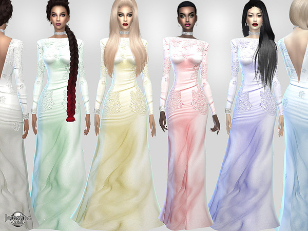 Sims 4 Nelsida Satin dress by jomsims at TSR