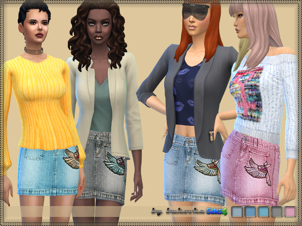 Sims 4 Skirt Denim by bukovka at TSR