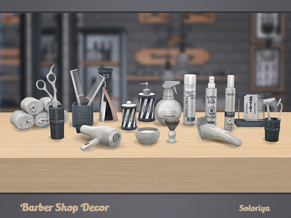 Sims 4 Barber Shop Decor by soloriya at TSR
