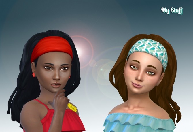 Sims 4 Long Wavy Bandana Hair for Girls at My Stuff