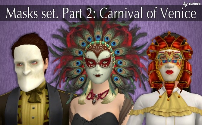 Sims 4 Masks set Part 2 Carnival of Venice at Tukete